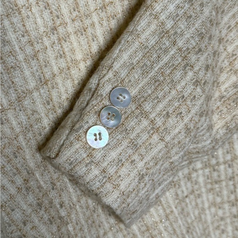 Vintage 60s Wool Blend Tweed Blazer Pale Yellow - Picture 3 of 6